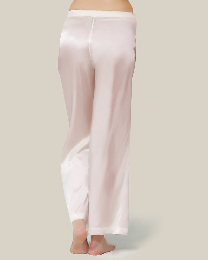 Women's Simple Casual Straight Leg Silk Sleep Night Pants