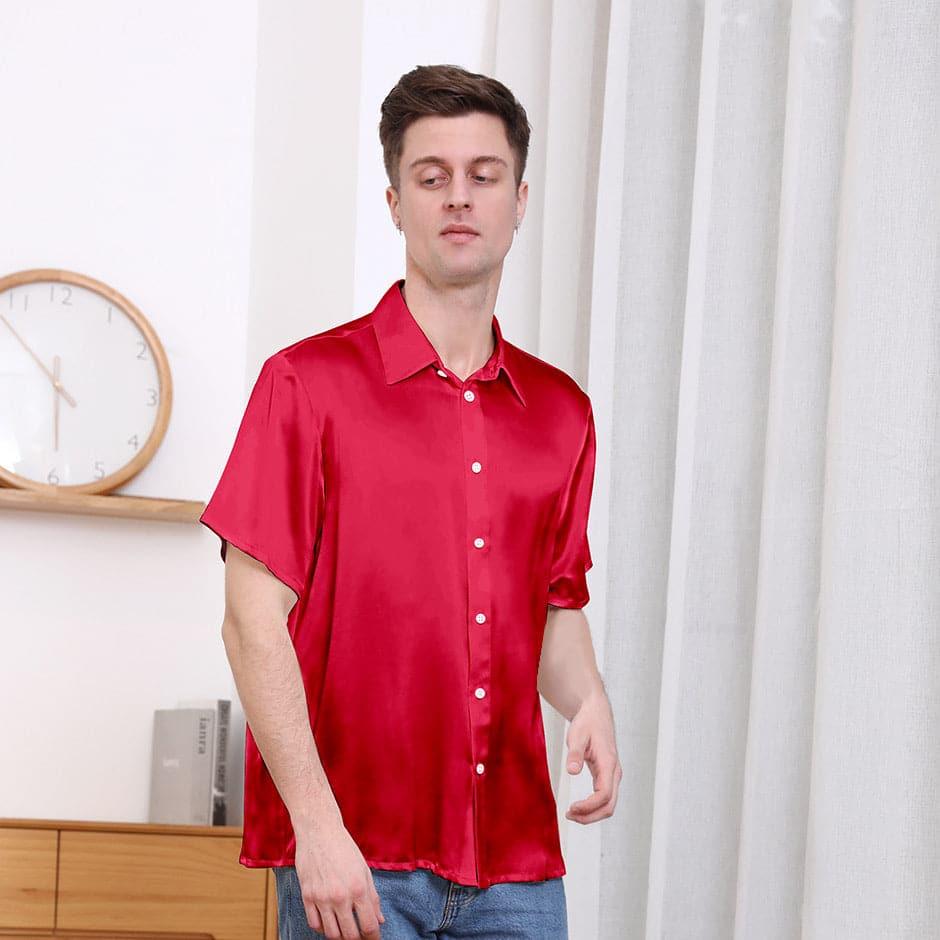 Men's Basic Silk Shirt Short Sleeve