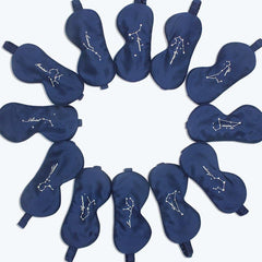 Zodiac Embroidered Silk Eye Mask, Navy