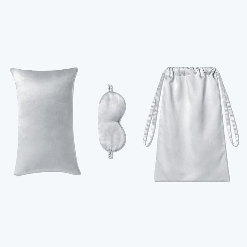 Cushion Eyemask and Storage Bag  3 Pcs Silk Travel Set