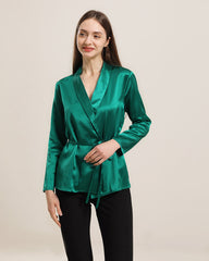 Collared Lace-up Silk Blouse
