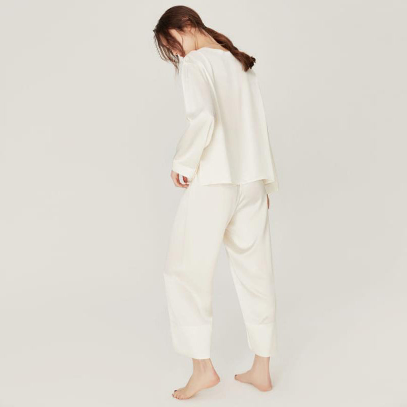 Silk Round Neck Pullover Pajamas Set