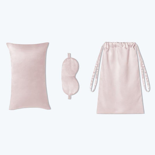 Cushion Eyemask and Storage Bag  3 Pcs Silk Travel Set