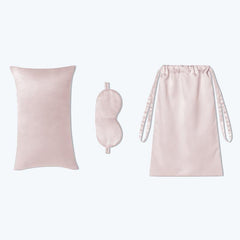 Cushion Eyemask and Storage Bag  3 Pcs Silk Travel Set