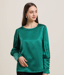 Round Collar 22 Momme Silk Blouse