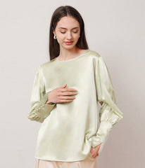 Round Collar 22 Momme Silk Blouse