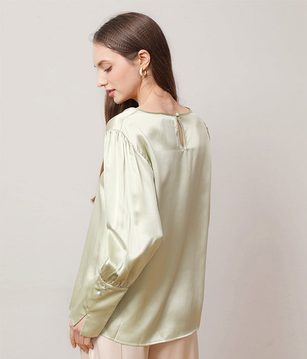 Round Collar 22 Momme Silk Blouse