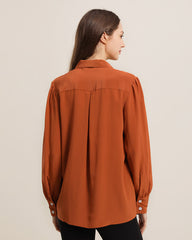 Collared Bow Tie Silk Blouse
