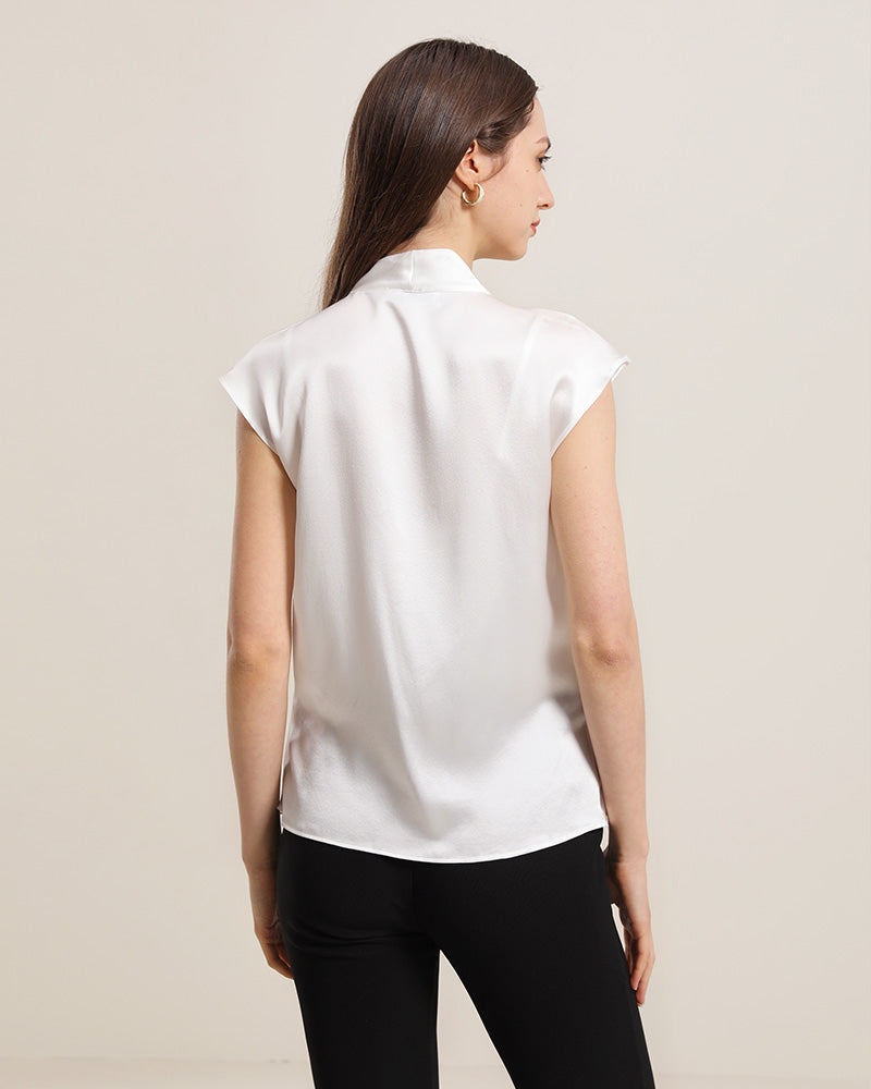 Cap Sleeve Silk Wrap Top