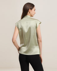 Cap Sleeve Silk Wrap Top