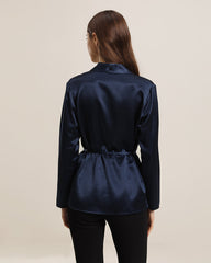 Collared Lace-up Silk Blouse