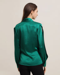 Women's Silk Blouse Shirts with Split Sleeves