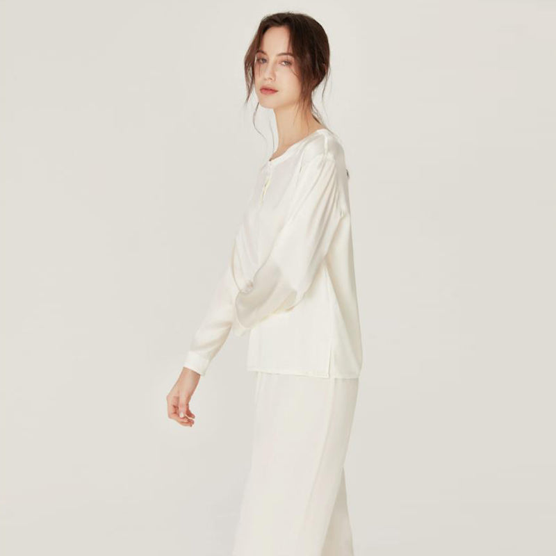 Silk Round Neck Pullover Pajamas Set