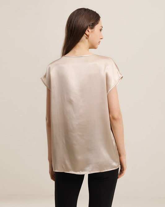 Basic Cap Sleeve Silk Shirt