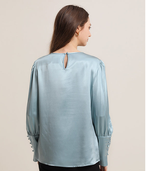 Round Collar 22 Momme Silk Blouse