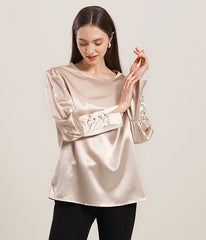 Round Collar 22 Momme Silk Blouse