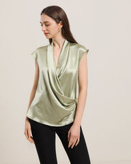 Cap Sleeve Silk Wrap Top