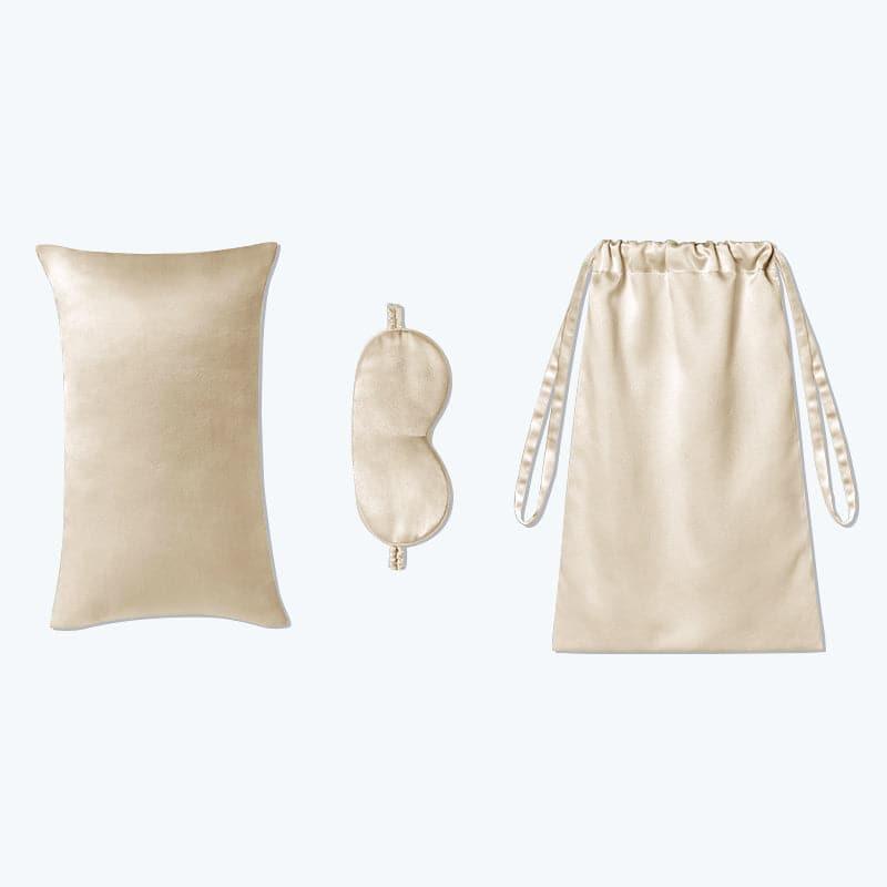 Cushion Eyemask and Storage Bag  3 Pcs Silk Travel Set
