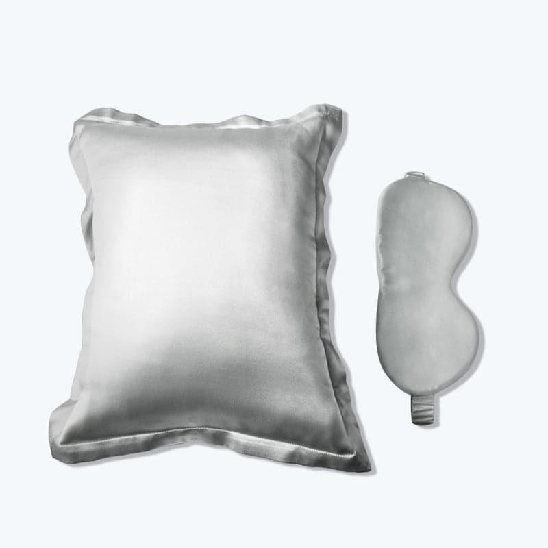 Cushion and Eyemask Silk 2 Pcs Travel Set, Grey
