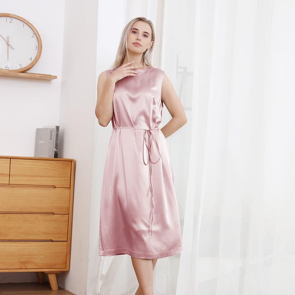 22 Momme Crew Neck Silk Midi Dress