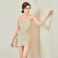 Affordable Silk Chemise V Neck Nightgown
